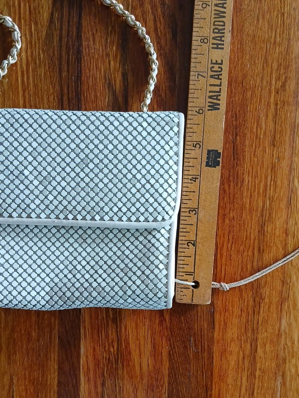 Vintage Whiting And Davis Ivory Metal Mesh Crossbody Purse